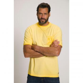 T-shirt giallo 6XL uomo con tintura a freddo e taschino JP1880