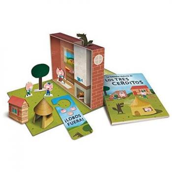 La fantástica historia de Los Tres Cerditos: Contiene un libro, troqueles de los personajes del cuento, 4 escenarios y un colgador para (Tapa dura).