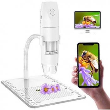 Microscopio Digitale Tascabile 50–1000× 8 LED 2.0 MP, WiFi, USB