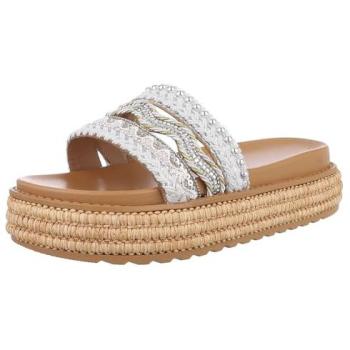 Ital‑Design High‑Heel Sandale „Silver Glow“ – Damen, weißes Obermaterial