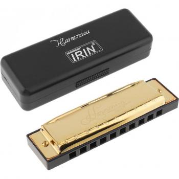 Harmonica éducatif en or avec rangement noir, 10 trous, 20 tons