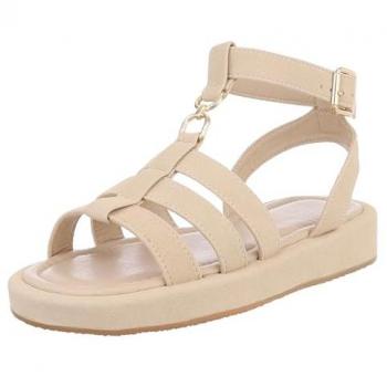 Ital‑Design Damen‑Sandale Beige mit einstellbaren Riemen