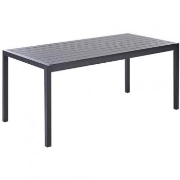 Mesa Exterior Beliani 180 x 90 cm – Aluminio y Madera Plástica en Negro Vernio