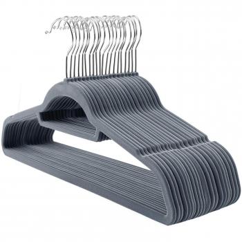 SONGMICS Velvet Hangers, Set of 20, Light Grey