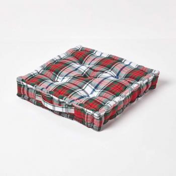 Coussin de Sol 50cm – Tartan Rouge Blanc