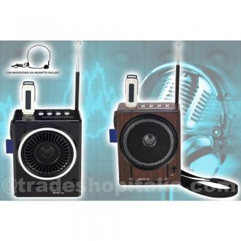 Speaker Portatile Ricaricabile – FM, Karaoke, MP3, SD, USB + Microfono + Torcia