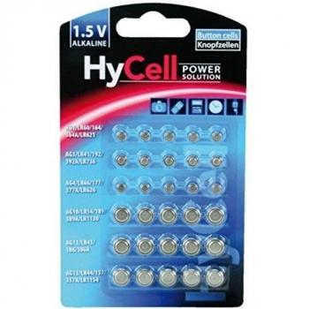 HyCell Alkaline Knopfzellen Set (30 Stk., AG10), Batterien + Akkus