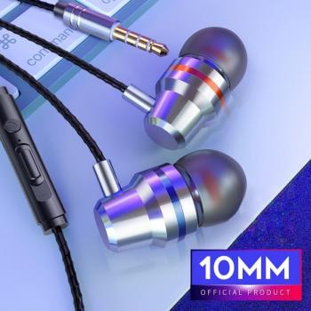 Auriculares con micrófono y cable de 3,5mm, diseño metálico, sonido estéreo y subwoofer para juegos