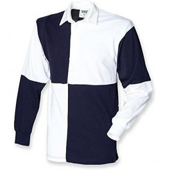 White Front Row Quartered Rugby Top – S Size
