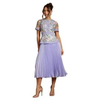 Lace‑Embroidered Lilac Midi Skirt – Women's Short Sleeve by Coast