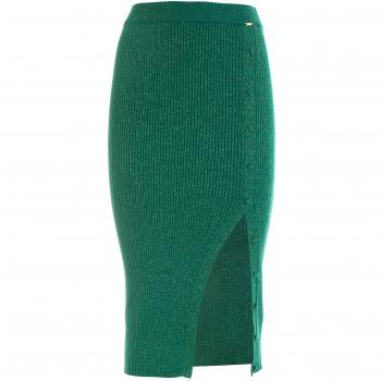 Saia Lurex Ribs Slim Fit Comprimento Médio