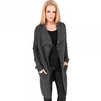 Urban Classics Damen Strickmantel Long Cape schwarz (Charcoal) Medium
