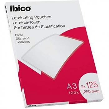 Ibico Fundas Plastificadoras A3, 250 Micras, Brillo, 100 Unidades