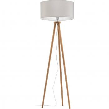 Wooden Tripod Floor Lamp with Grey Shade