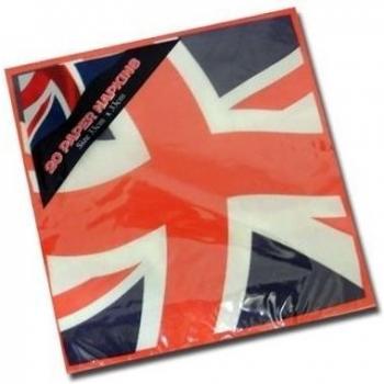 Napkins Union Jack Papelería – 33 cm, 2 capas, Juego de 20