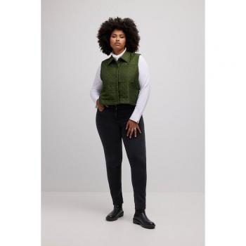 Gilet smanicato verde con colletto da camicia e bottoni automatici, trapuntato, Donna, Taglia 60/62, Poliestere