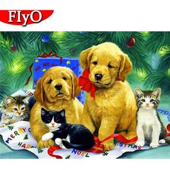 5D Diamant-Canvas: Hund in voller Rundung – Mosaik-Weihnachtsschnellpack