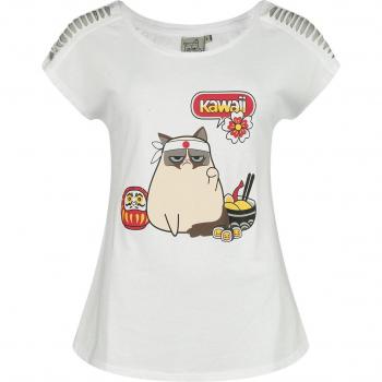 Weißes Grumpy Cat Kult-T-Shirt für Damen