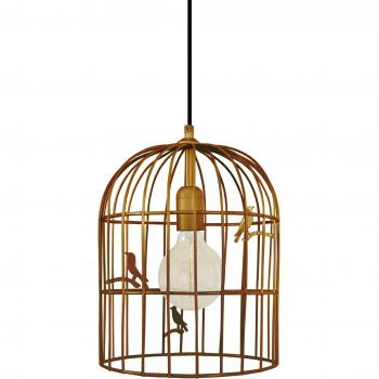 Lanterne suspendue pour cage d'oiseaux en métal doré