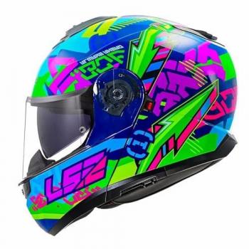 Casco Moto Modulare LS2 FF908 Strobe II Blu-Verde S