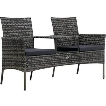 Divano da Giardino con Tavolino 2 Posti in Polyrattan Antracite