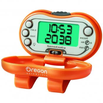 Pedometer Pro Oregon 326 Ca con Reloj, Radio FM y Sensor de Tiempo Naranja