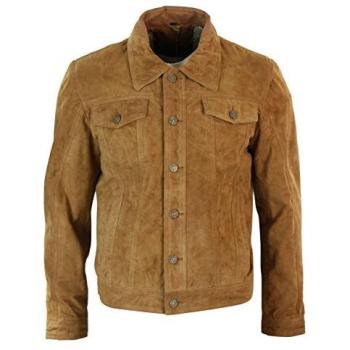 Classic Tan Leather‑Suede Blend Jacket – 5XL Menswear