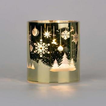 SHATCHI 12cm LED Gold Glass Christmas Decorated Vase