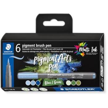 Feutres Staedtler Brush Pen 371 – Ensemble 6 (Verts/Bleus)
