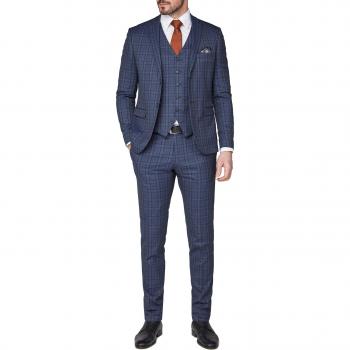 Jeff Banks Stvdio Blue Bold Check Super Slim Fit Suit Jacket