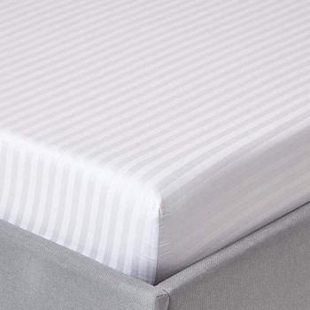 White Egyptian Cotton Satin Stripe Fitted Sheet 330 TC, King