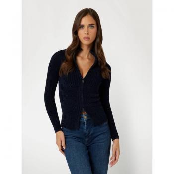 Zippered Turtleneck Cardi in Soft Knit