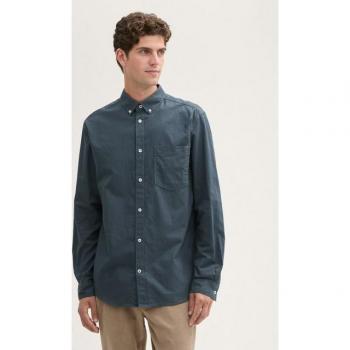 Camicia Oxford Uomo Blu Scuro Maniche Lunghe Marca Tom Tailor