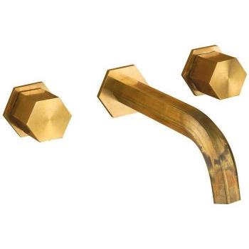 Mamoli Hexagonal 3‑Loch Waschtischarmatur – Set inkl. Grundkörper, Messing