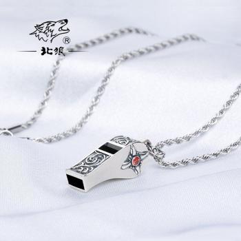 Sifflet d'urgence argent 925, collier pour les amateurs d'aventure