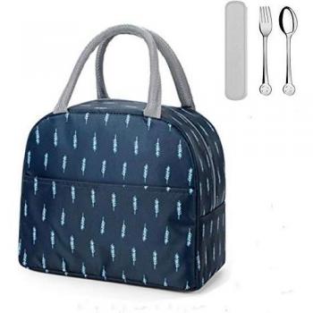 Large Insulated Lunch Bag with Fork and Spoon
