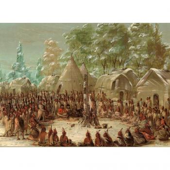 Grafika Kinder-Puzzle 300 Teile – George CATLIN: La Salles Party im Illinois Village, 1847–1848
