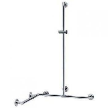 Keuco Plan Care Duschhandlauf mit Brausestange 34915, Aluminium silber-eloxiert, 600/600/1100mm