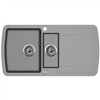 Vidaxl Granite Double Basin Kitchen Sink Grey