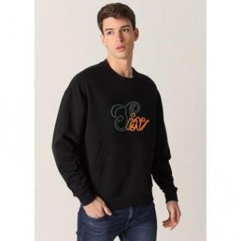 Felpa Nera Collo a Cassa Six Valves XL
