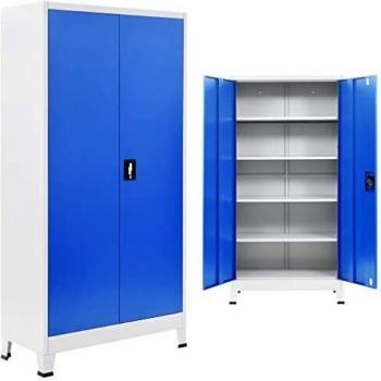 Office Cabinet Metal 90x40x180 cm Grey and Blue vidaXL