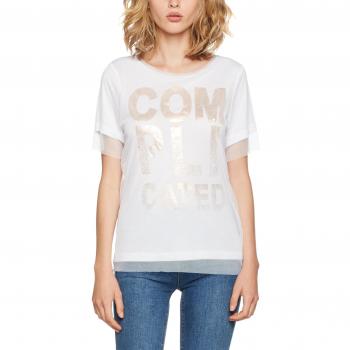 ONLY Onlsigne Jersey Mesh S/S Top Box Jrs, Camiseta para Mujer, Blanco (Estampado: Rosa Oro Complicado)