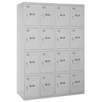 Vestiaire Métallique 16 Portes, 4 Sections, 1800x1200x500 mm, Serrure à Clé, Gris Simonrack
