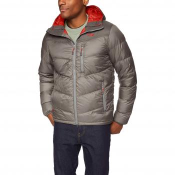 Zinnfarbener Herren-Down-Hoodie von Outdoor Research – Transcendent, Large