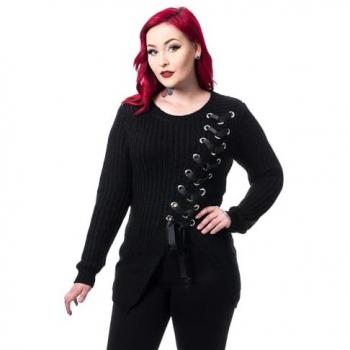 Poizen Industries Meleri Top Gothic Strickpullover schwarz S bis XXL für Frauen