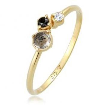 Elli Ringe – Eleganter Goldring: 0,03 ct. Diamant & Topas Turmalin (Größe 56 mm)