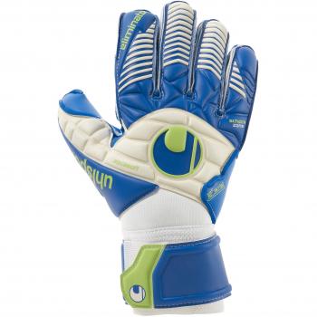 Uhlsport Eliminator Handprotection AQUASOFT – Weiß/Pazifikblau mit Fluoreszenzgrün, 11,0