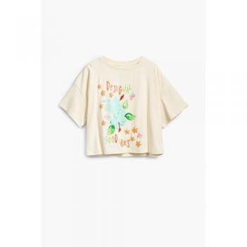 T-Shirt Bianca con Stelle Desigual per Bambina 6 Anni