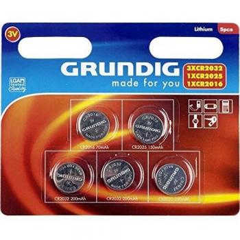 Grundig Lithium‑Knopfzellen‑Bundle – 5‑Stück (CR 2050/2100/2150/2200/2250)
