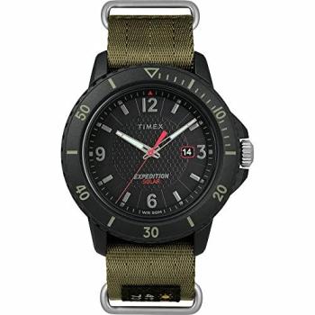 Gallatin Solar 44mm Men's Watch – Black Resin with Green Nylon Band